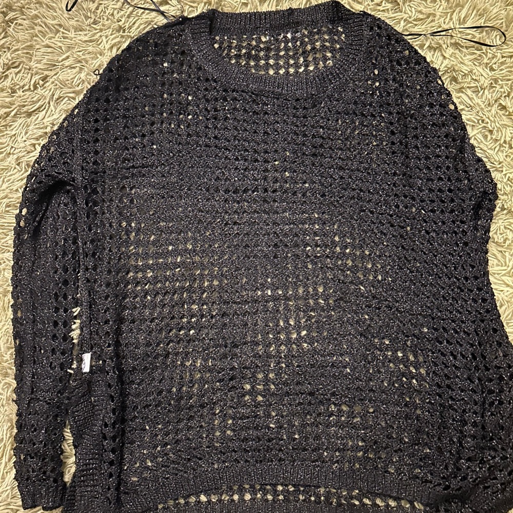 Cecico Black Mesh Knit Top